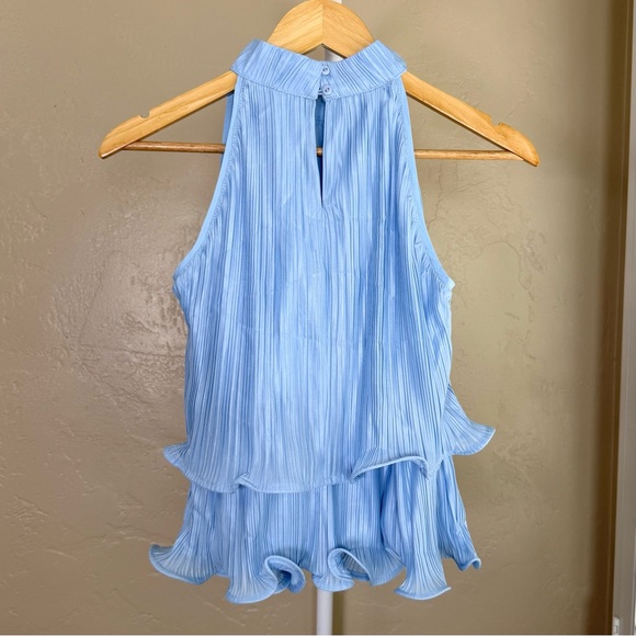 Commense Light Blue Two Piece Set NWT XS Light Blue Top & Midi Skirt Pleated - Picture 6 of 14